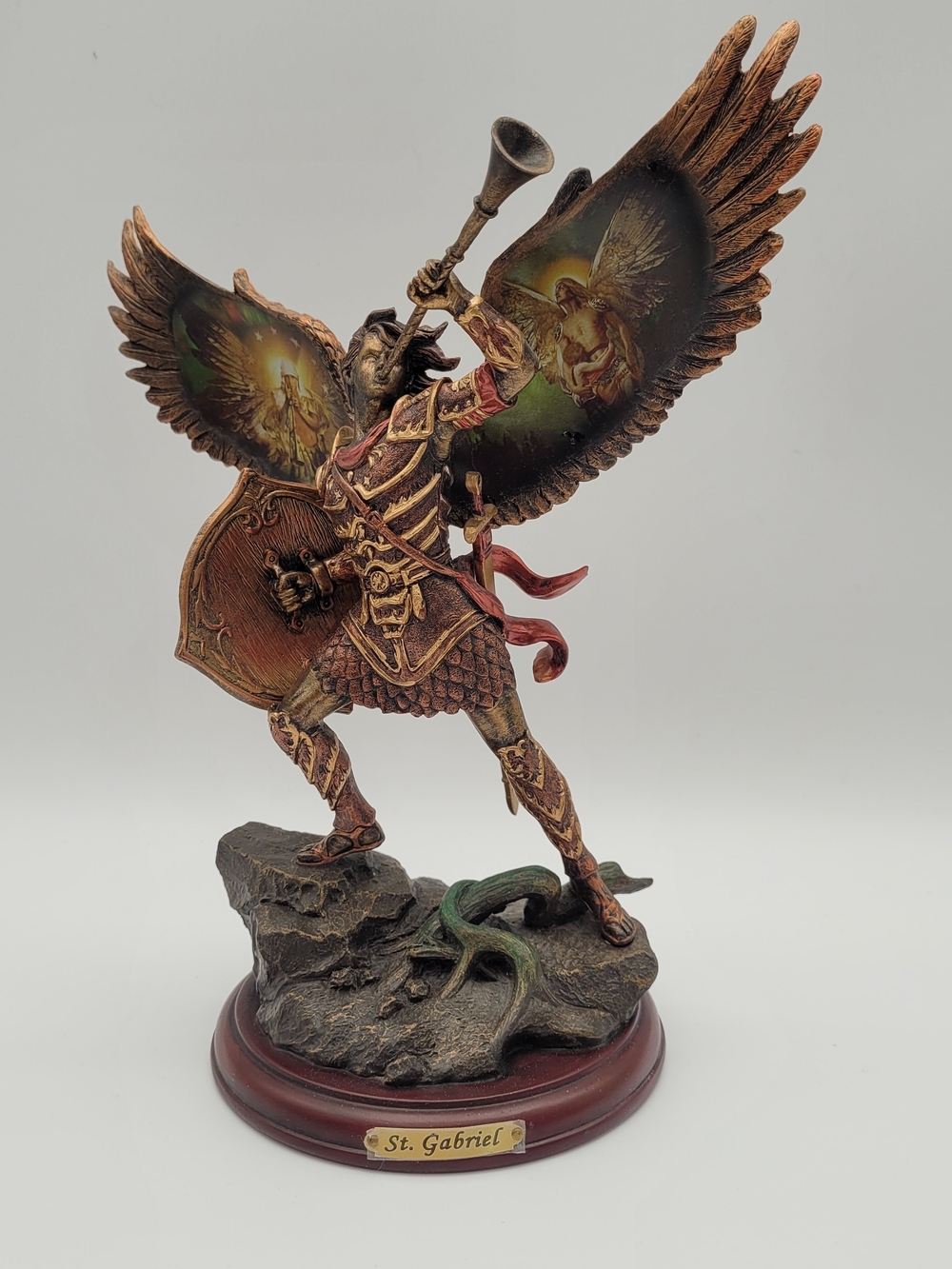 St. Gabriel Bronze-Tone Winged Angel Statue - Home Art Decor